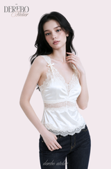 Silk lingerie lace sleeveless top
