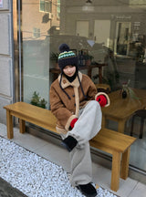 パンユースノーフレークドロップニットノルディックビーニー