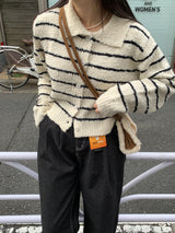 Clang ウール ストライプ カーディガン