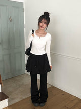 Hail Lace Cap Button Slim T-shirt