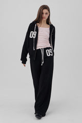09 Numbering straight pants, Black