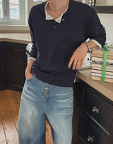 Deck Stitch Henley Neck Long Sleeve Tee