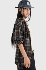 Bear Wrinkle Check Hood Shirt