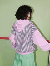 Chain-stitch embroidered hooded sweatshirt with zipper