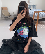 キャット&ドッグインスイートホームTシャツ - ブラック