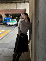 Deer Boat Neck Long Sleeve T-Shirt