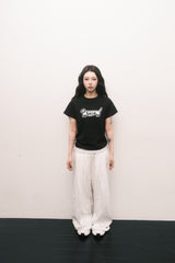 ドッグロゴスリムフィットアップリケTシャツ ブラック