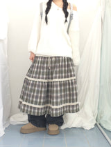 Hazel latte checkered skirt