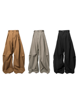 RELABEL Three-dimensional Composition (Lines and Corners) Horizontal And Vertical Combination Of Pleated And Draped Loose-fitting Scimitar Silhouette Suit Trousers