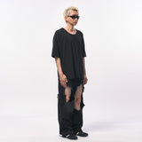 オーバーサイズシルケットスクープネックTシャツ BLACK