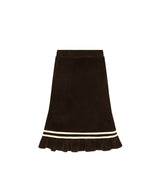Color Strap Velour Frill Skirt _ BROWN