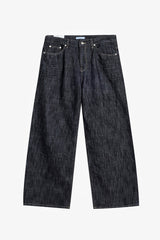 Indigo embossed denim pants