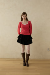 BASIC TIERED CORDU SKIRT