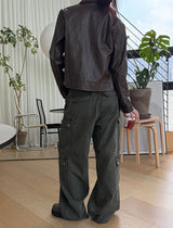 Vintage crop leather jacket
