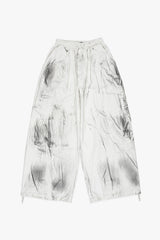 オイルウォッシュバックカーゴワイドバンディングパンツ