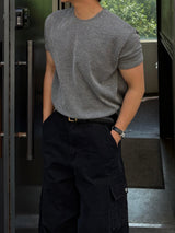 Two tone v-necked muscle short sleeved