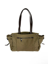 vintage olive cotton & leather L bag