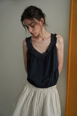 Stripe flare skirt_ivory