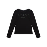 (DUC) GA ヘンリーネック長袖Tシャツ ブラック