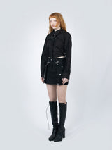 Crop Double Collar Shirts (Black)