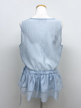 Tencel See-through Frill Sleeveless Blouse