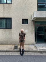 Brown Check Balloon Shirt