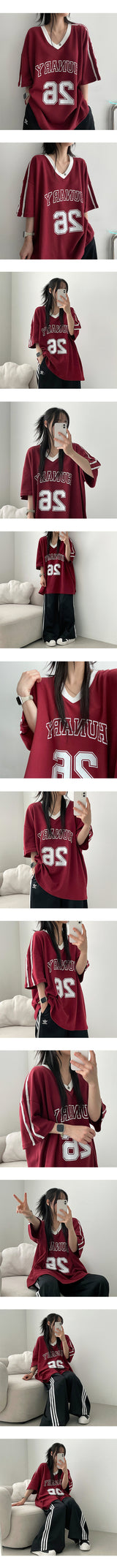 セルミュート2ラインVネックTシャツ