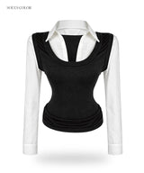 Nancy Layered Shirt Top (2color)