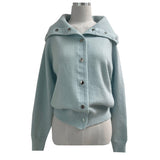  Metal snap button high neck long sleeve knit cardigan (3 colors)