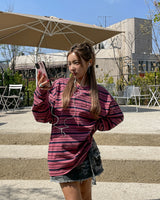 Tone pigment mix stripe long sleeves