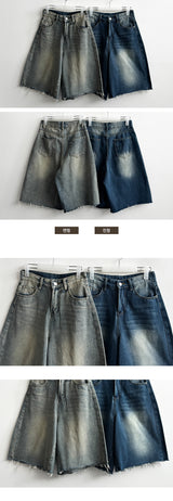 Eve Cutting Washing Denim Bermuda Shorts