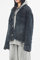 Crack washed over denim jacket