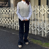 SMALL CHERRY CABLE CROP ニットベスト - MELANGE GRAY