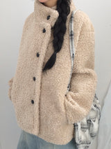 highneck puffy fur jacket