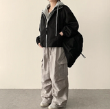 リードニーピンタックヘムストリングワイドパンツ