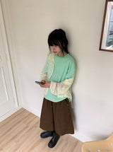 [unisex]マド カット ピンタック ワイド バンディング バーミューダ パンツ