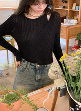 #Wrap Button Layered Knit (3color)