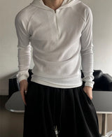 [기모] Slim golgi muscle hood half zip up(4color)