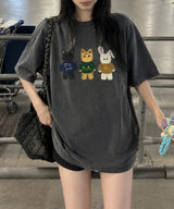 NUSL Animals Over-fit Pigment T-Shirts - 5COLOR