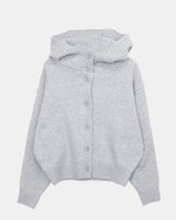 Kuan Hood High-Neck Buttoned Knit Cardigan