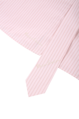 Pink stripe crop shirts & tie set