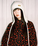 Twister Star Button Earflap Beanie - Ivory  