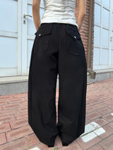 Loosen Path Hem Snap Training Curved Balloon Fit Long Pants (5 colors)