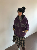 Lettering Fleece Hoodie Zip-Up (3 Colors)