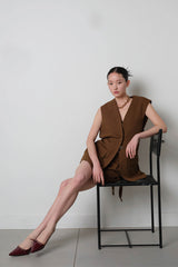 Overfit Sleeveless Jacket_Brown