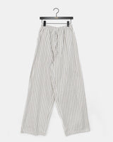 Satin Linen Stripe Wide Banding Long Pants