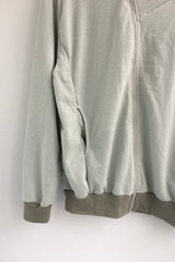 アンバランスド ピンストライプ フーデッド ジップアップ