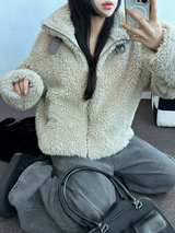 TEDDY🧸CHOKER SHEEP FUR MUSTANG ZIP UP JACKET 🤎💛💚2COLOR