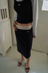 Nude midi skirt_navy