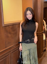 グリーンツリーレースフリルアンバランスドスカート